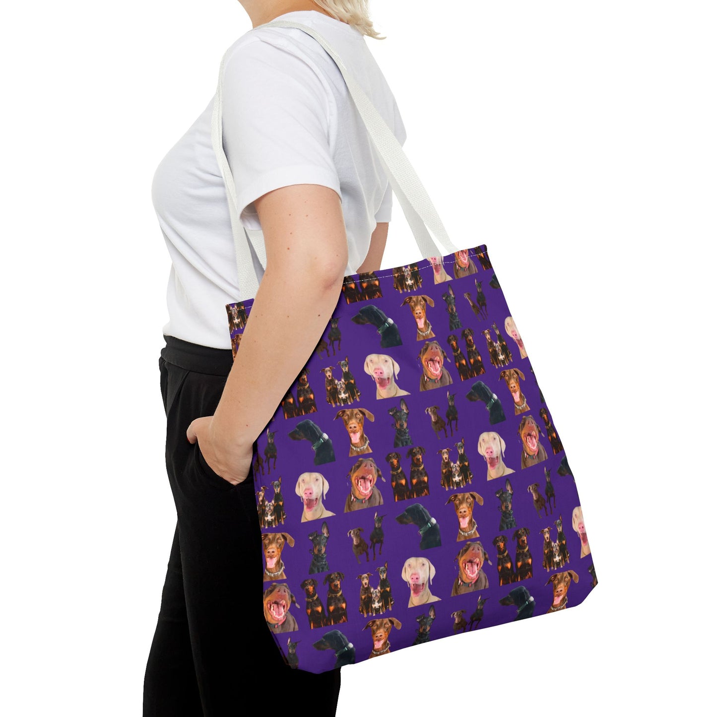 Edition 9 Doberman Model Pattern Purple Tote Bag