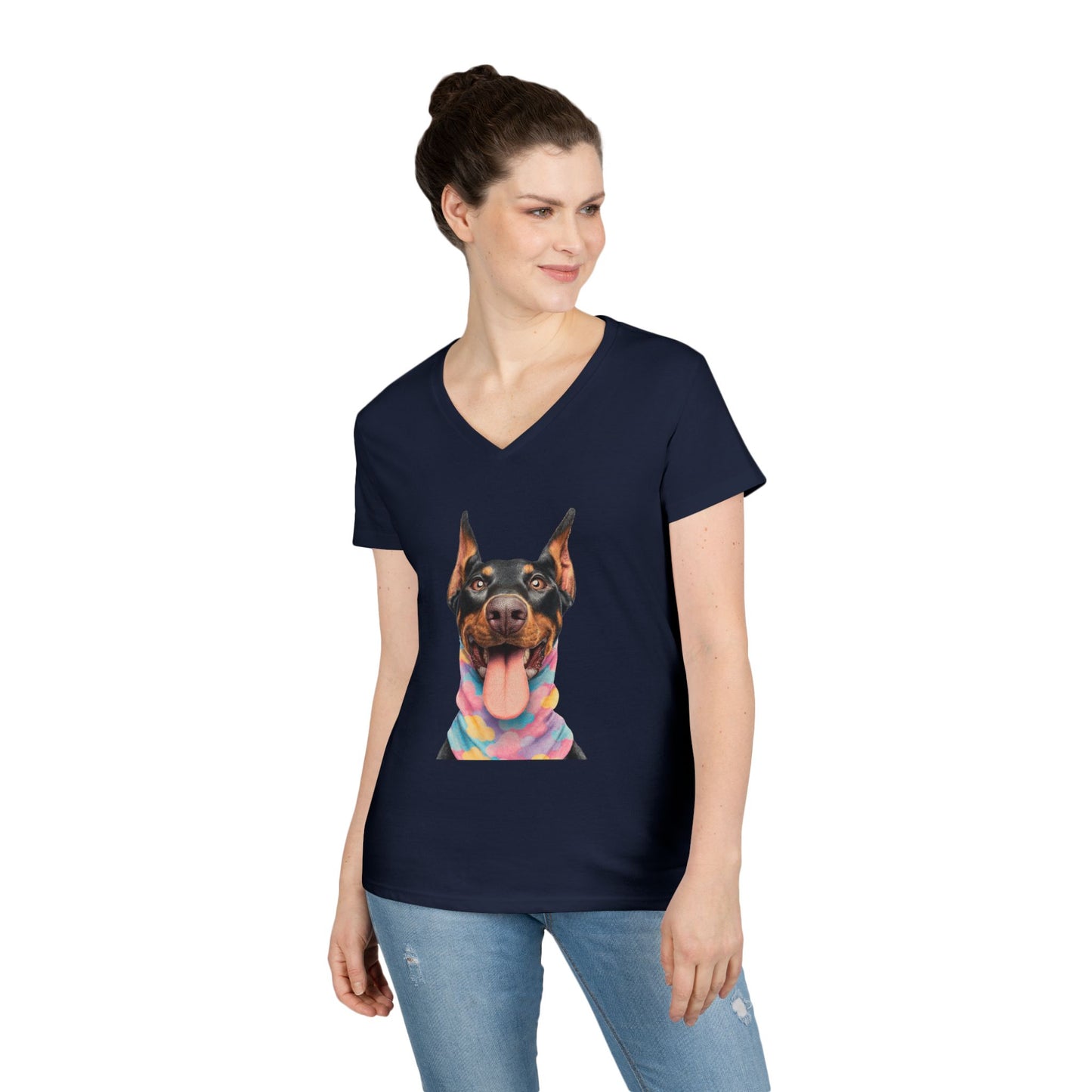 Doberman 1 V-Neck Tee Shirt for Women