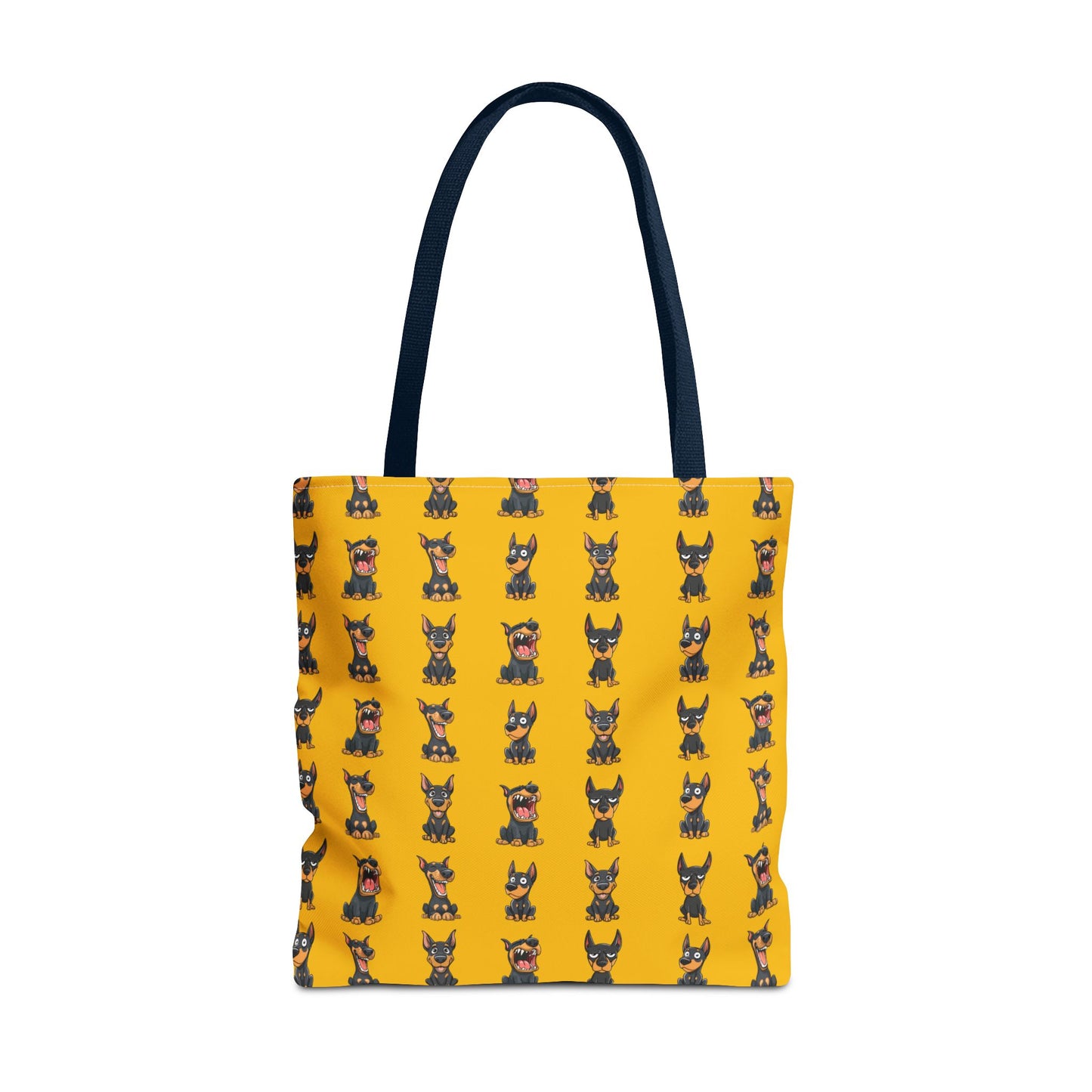 Doberman Cartoon Pattern Yellow Tote Bag