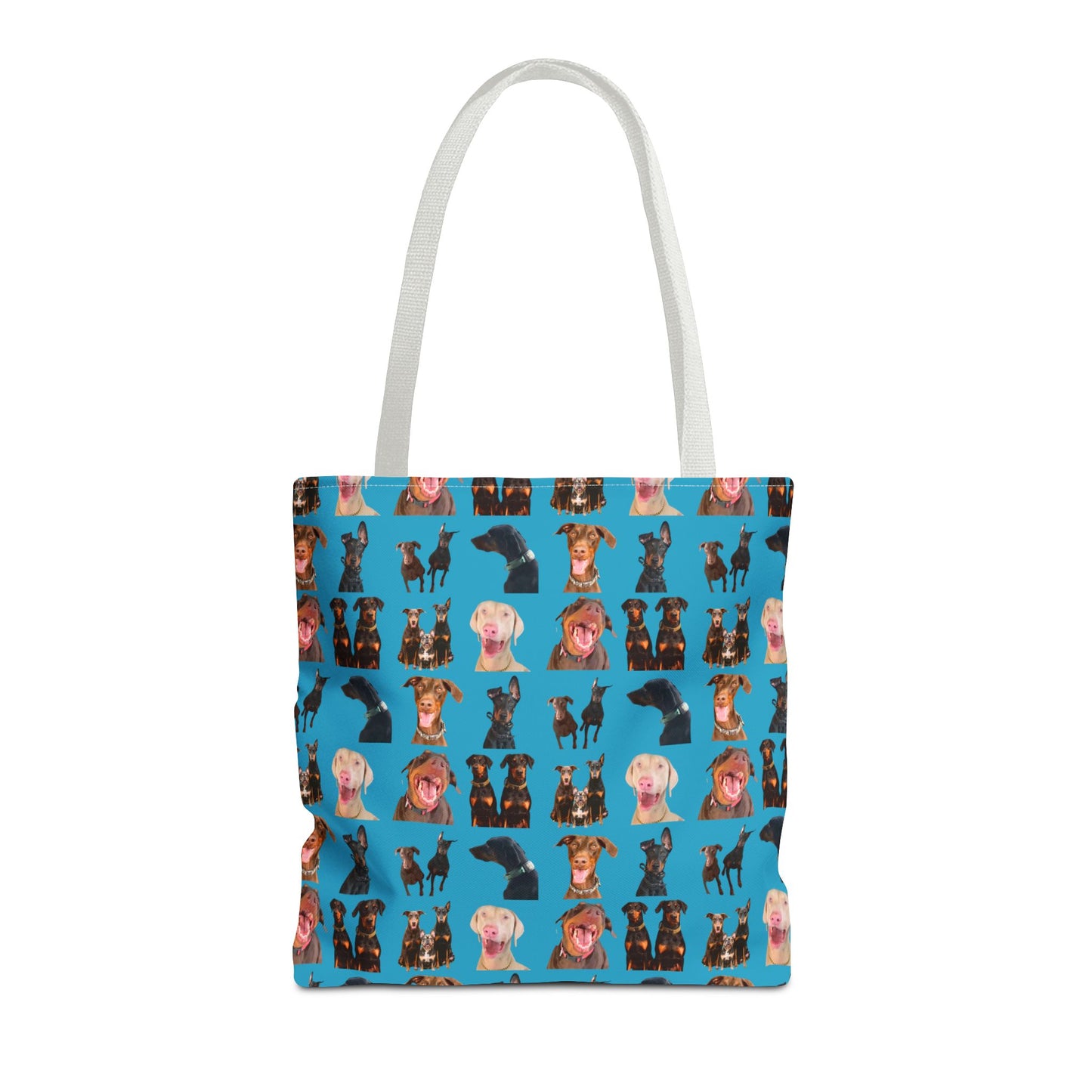 Edition 9 Doberman Model Pattern Turquoise Tote Bag