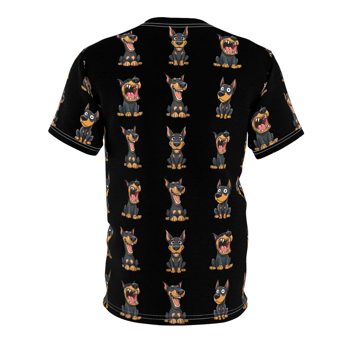 Doberman Pattern 1 All-Over-Print Tee — Cartoon Doberman Repeat Design