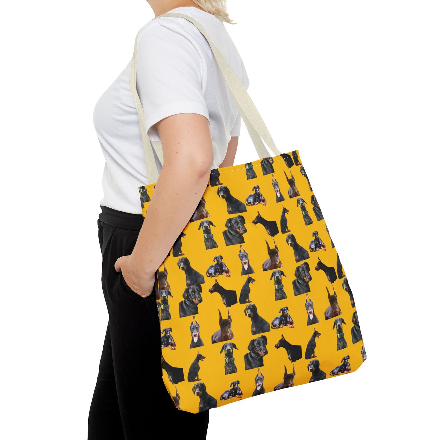 Edition 6 Doberman Model Pattern Yellow Tote Bag
