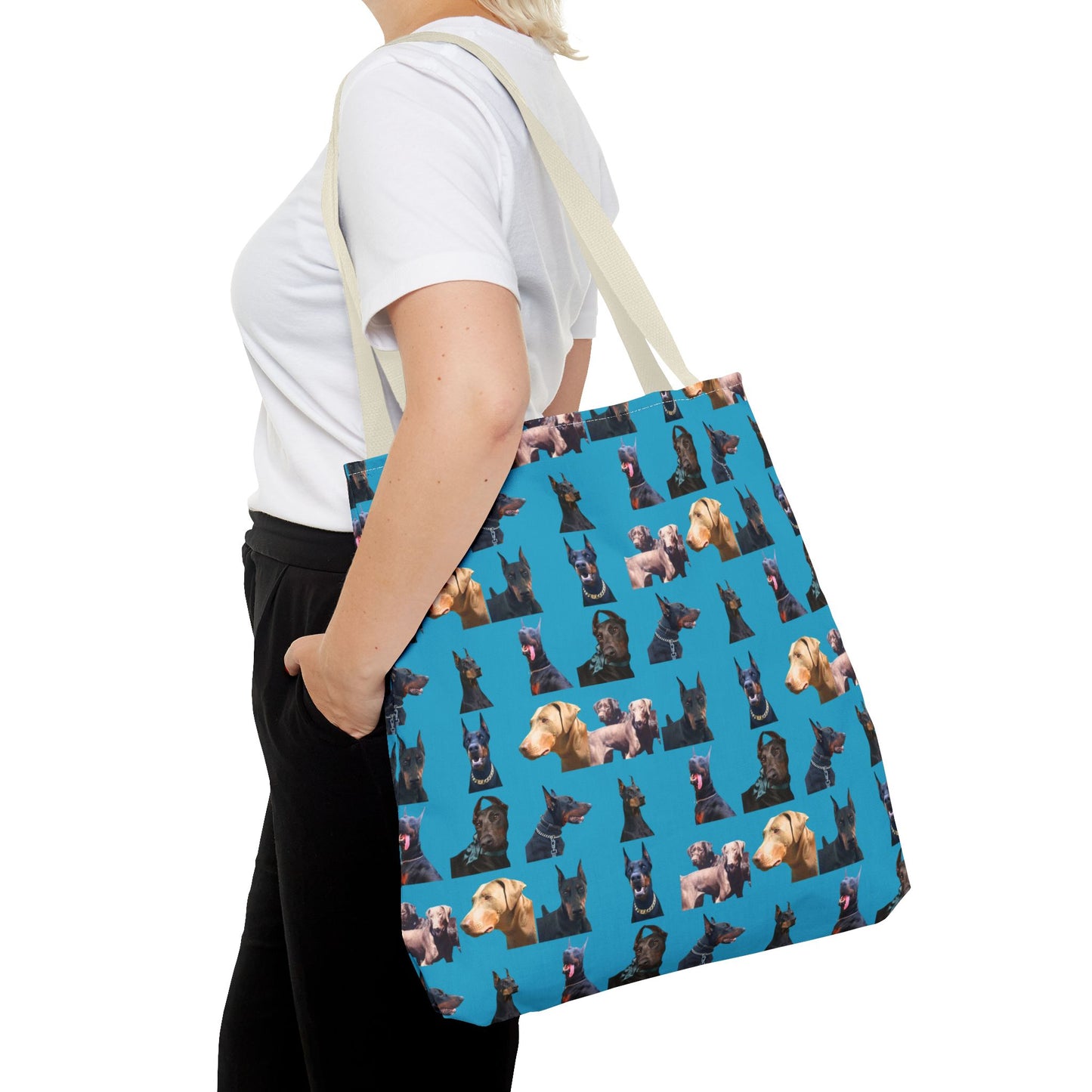 Edition 8 Doberman Model Pattern Turquoise Tote Bag