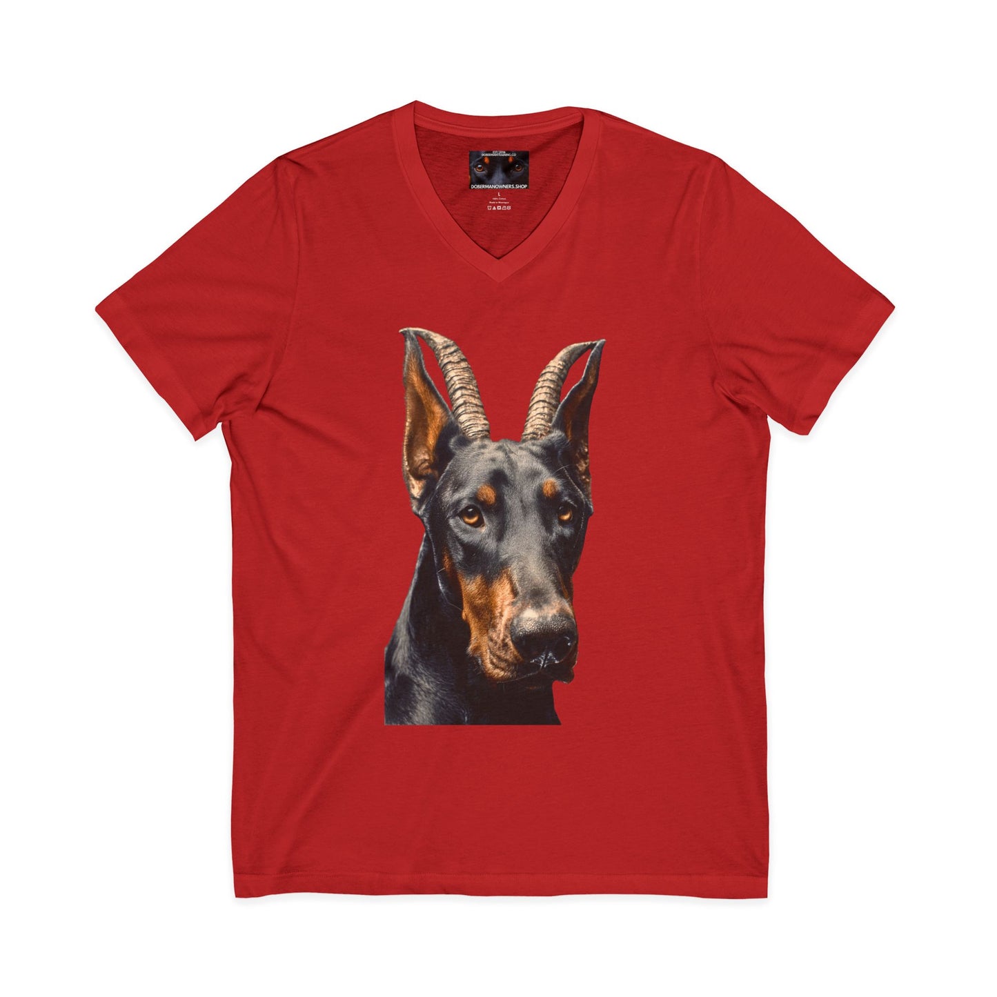 Doberman Goat 2 Private Label Unisex Jersey Short Sleeve V-Neck Tee