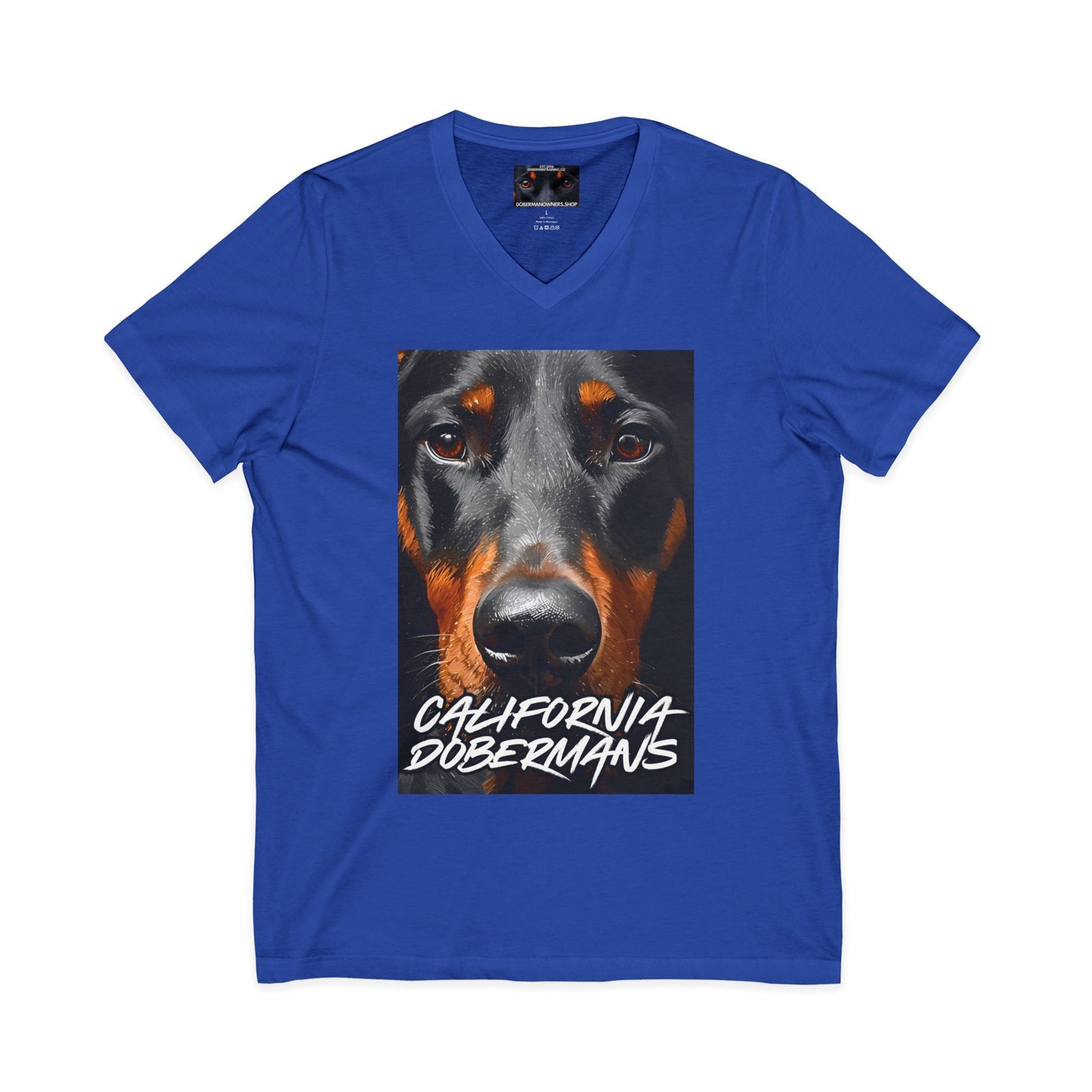Doberman California 1 Private Label Unisex Jersey Short Sleeve V-Neck Tee