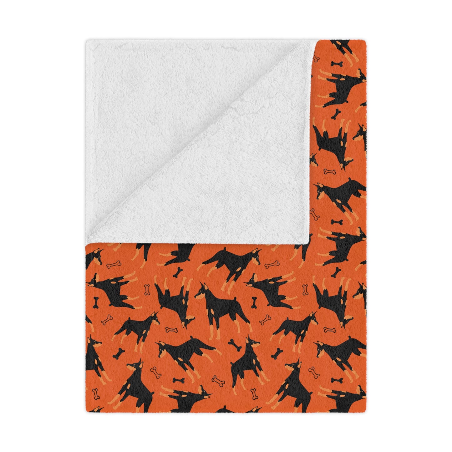 Orange AOP Dobie 1 Minky Blanket, Soft Throw Blanket, Warm Plush Blanket