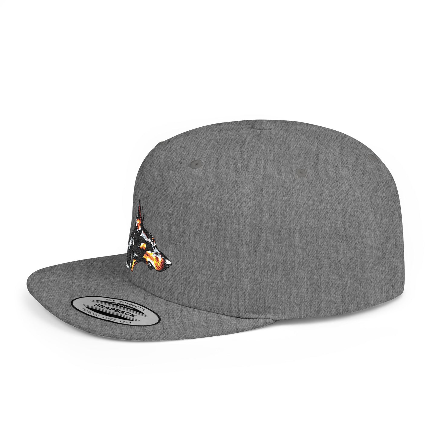 Doberman 5 Embroidered Flat Bill Snapback