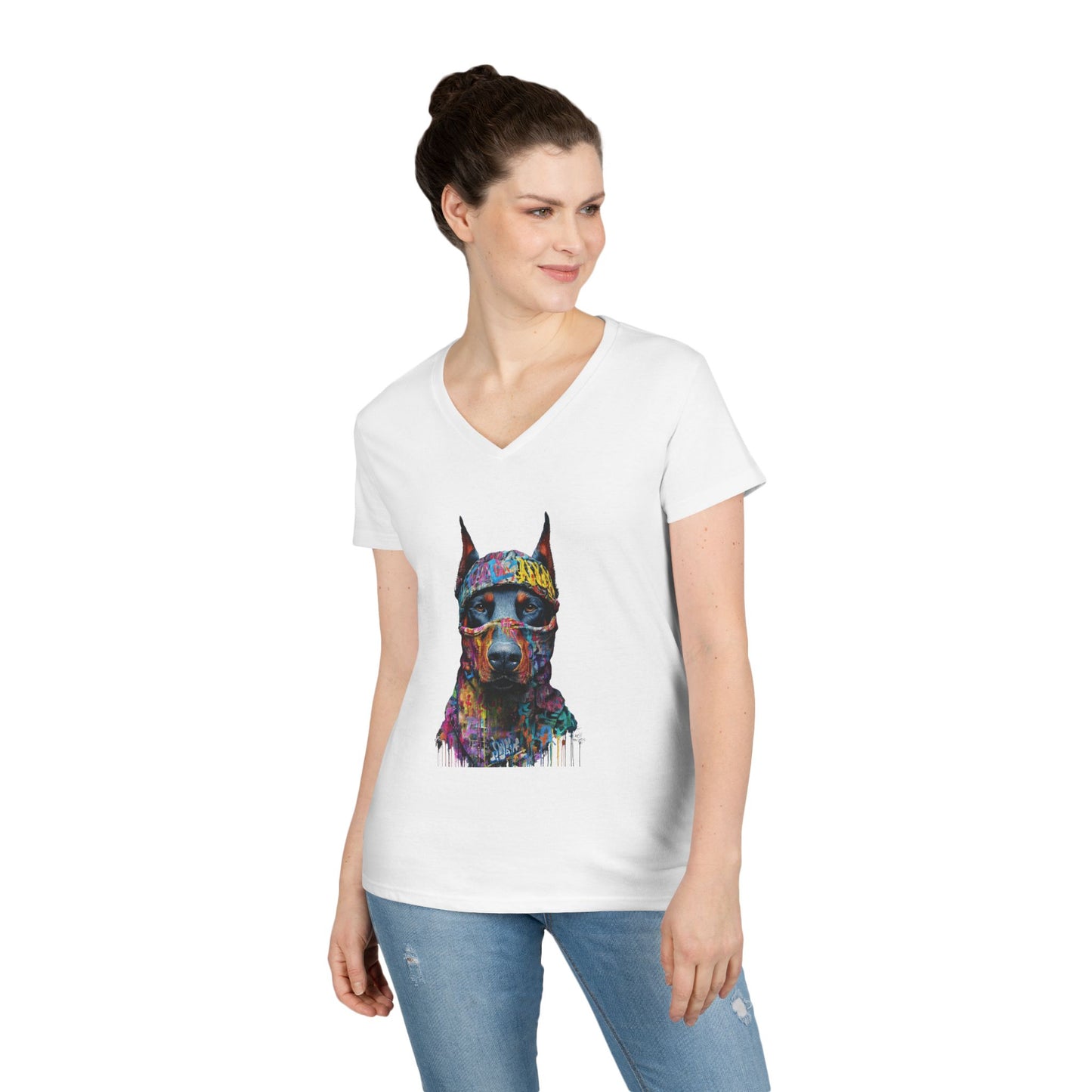 Doberman 5 V-Neck Tee Shirt for Women