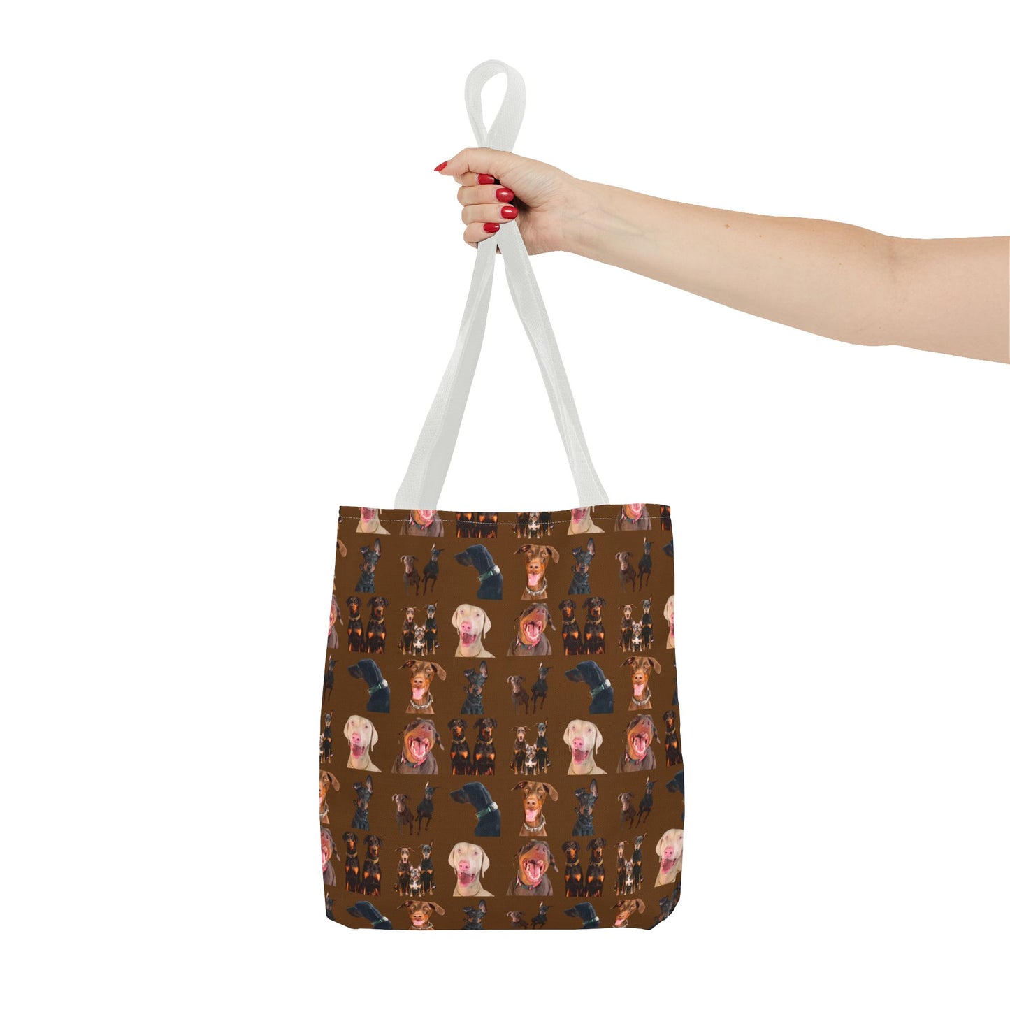 Edition 9 Doberman Model Pattern Brown Tote Bag
