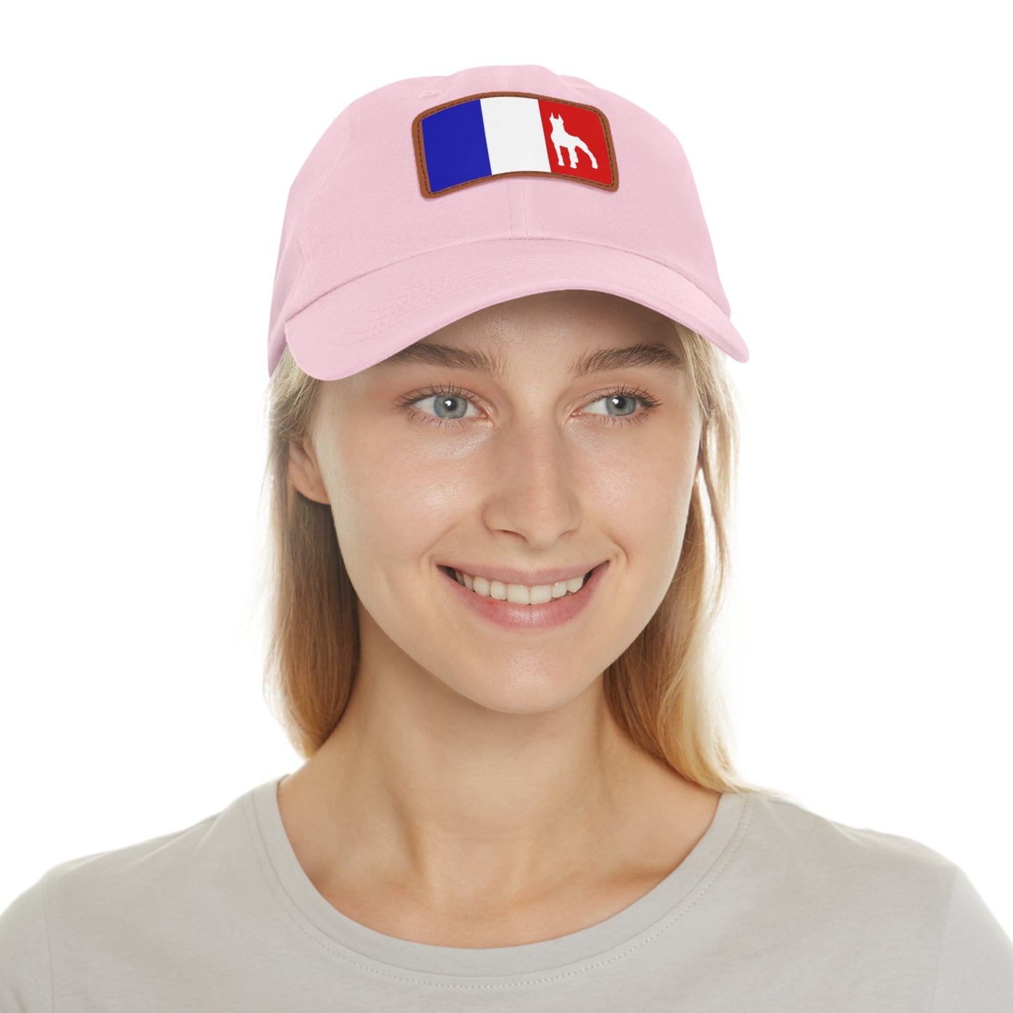 Doberman France Protect 1 Dad Hat with Leather Patch (Rectangle)
