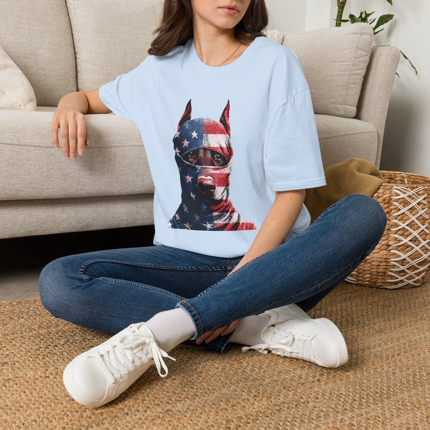 Doberman 2 Portrait T‑Shirt