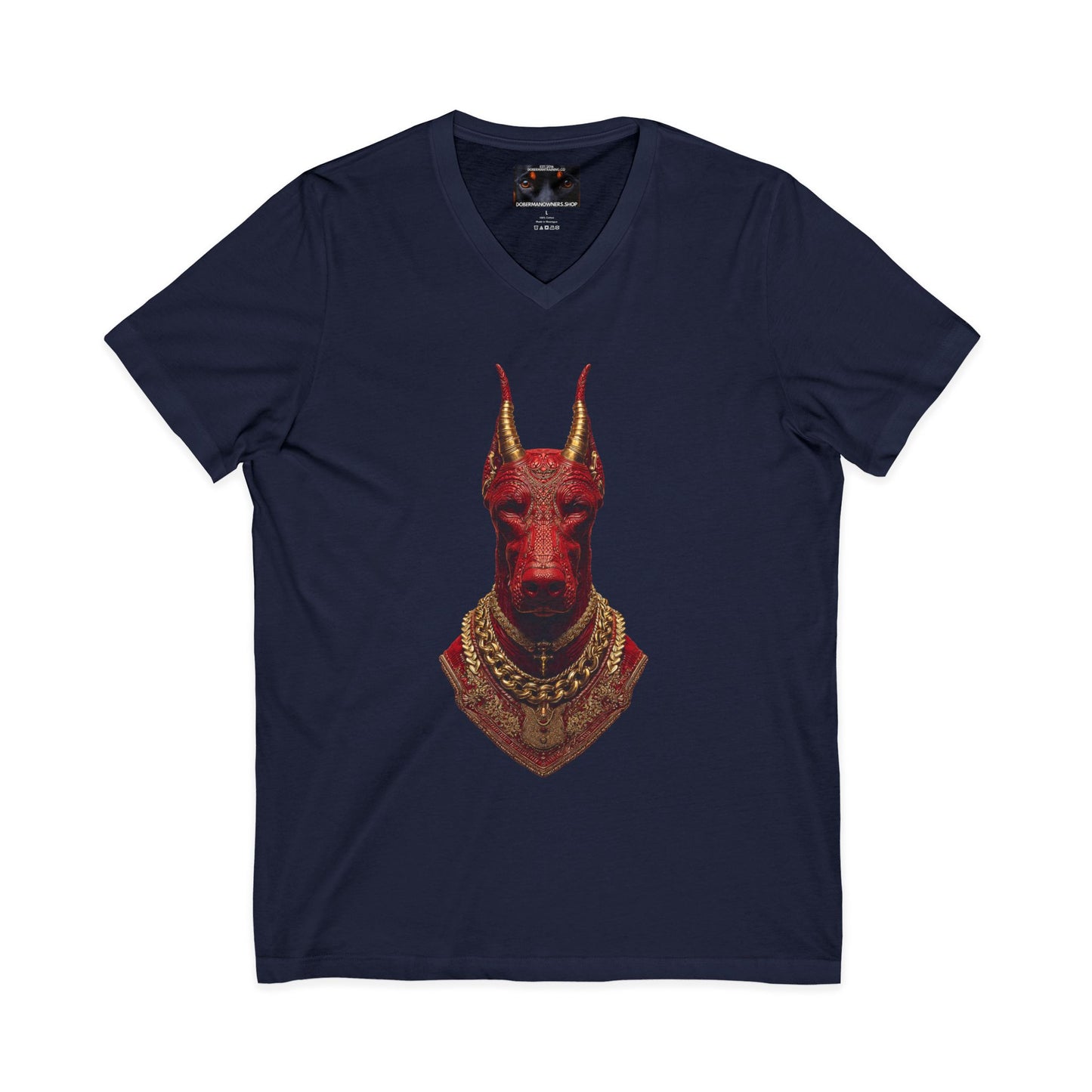 Doberman Goat 3 Private Label Unisex Jersey Short Sleeve V-Neck Tee