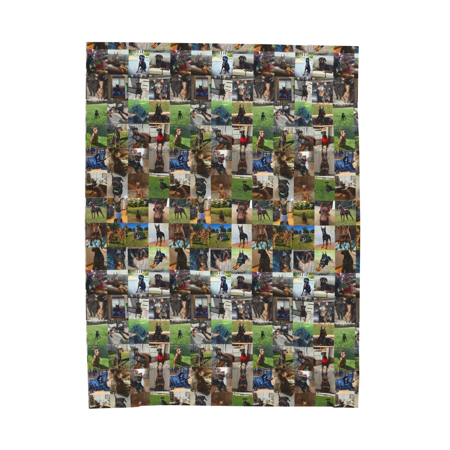 Custom Doberman Photo Collage Velveteen Plush Blanket — Memory Throw