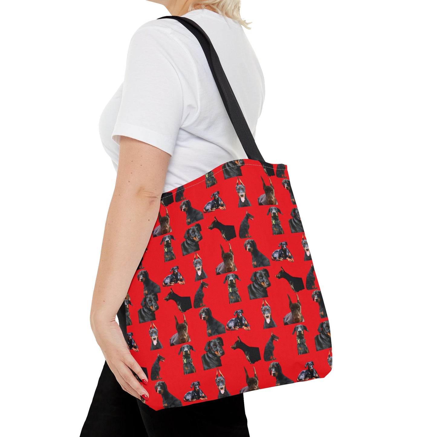 Edition 6 Doberman Model Pattern Red Tote Bag