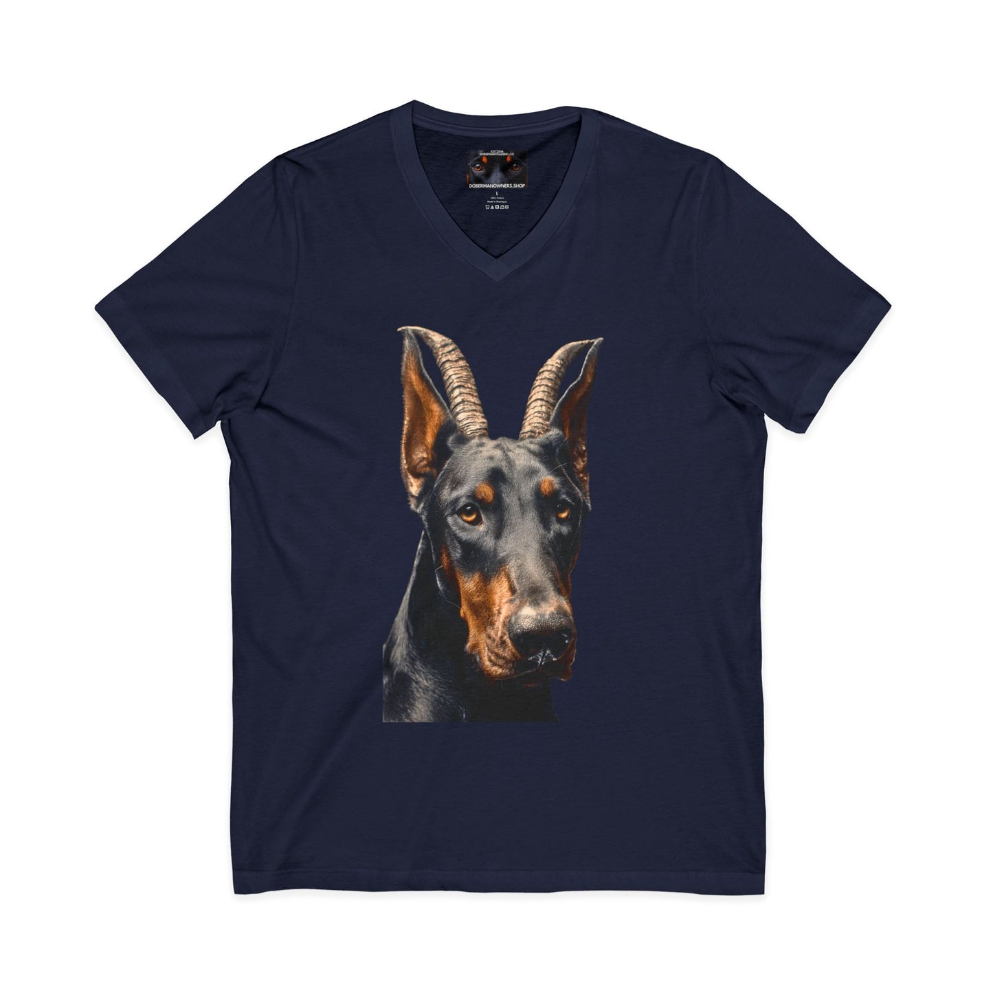 Doberman Goat 2 Private Label Unisex Jersey Short Sleeve V-Neck Tee