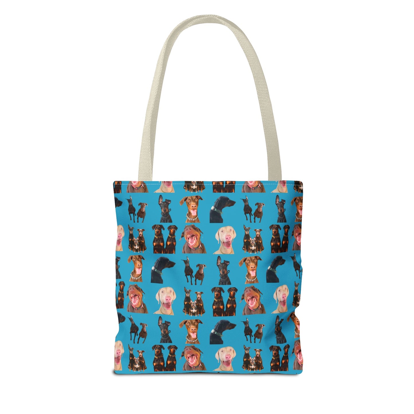 Edition 9 Doberman Model Pattern Turquoise Tote Bag