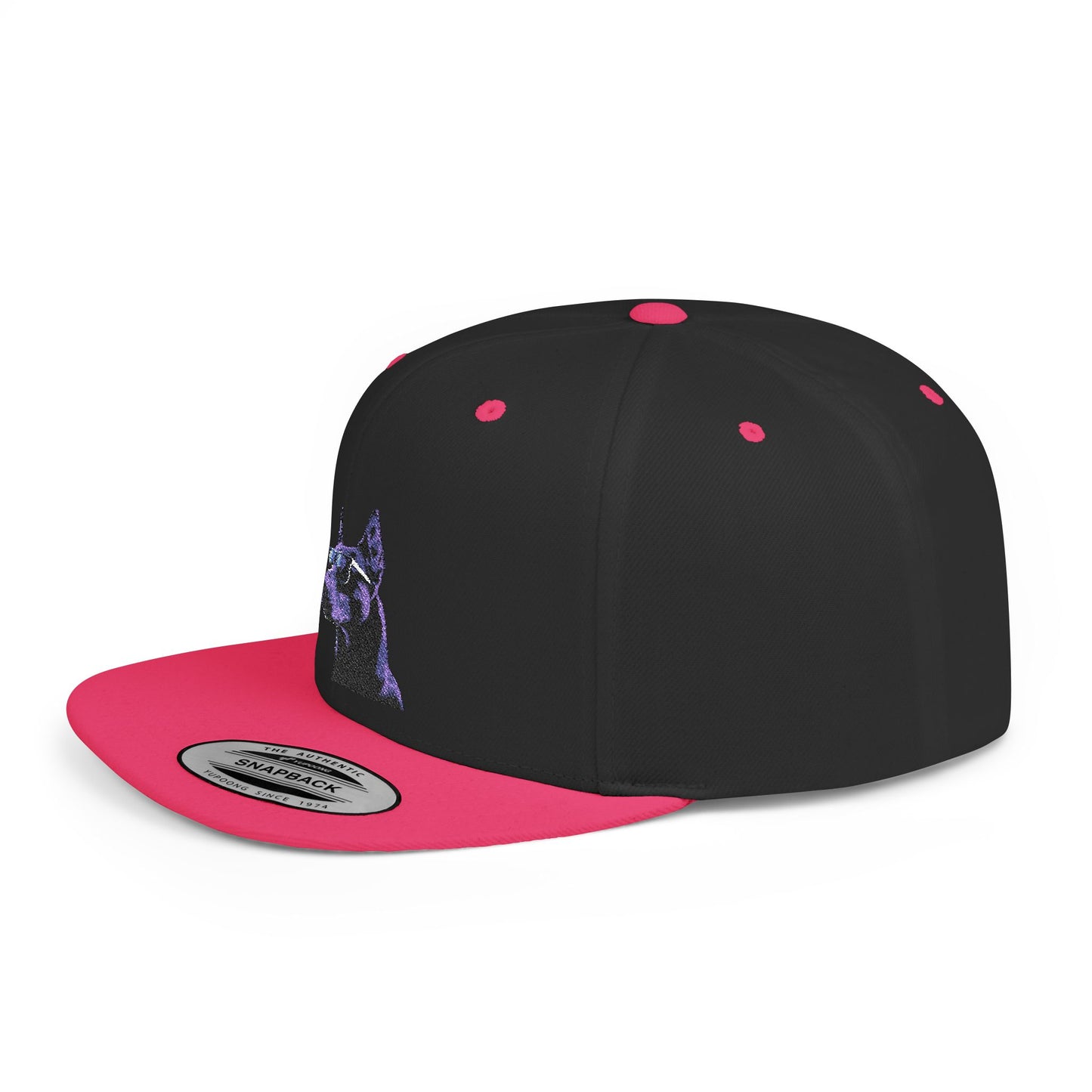 Doberman 4 Embroidered Flat Bill Snapback