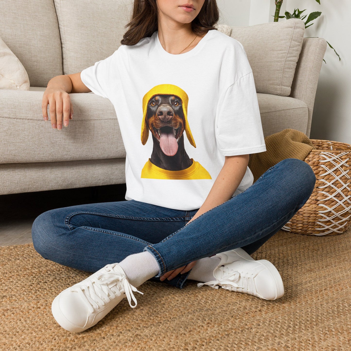 Doberman 3 Portrait T‑Shirt