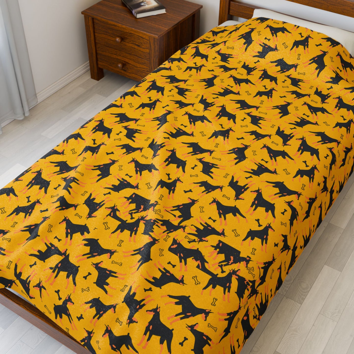 Yellow AOP Velveteen Plush Blanket