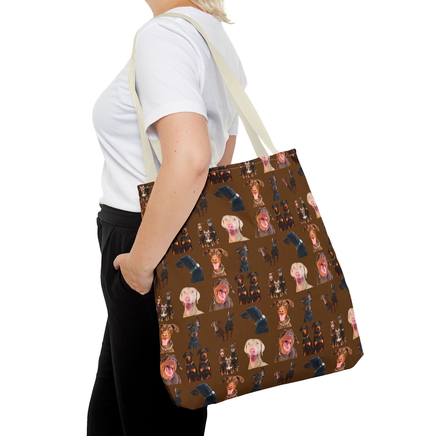 Edition 9 Doberman Model Pattern Brown Tote Bag