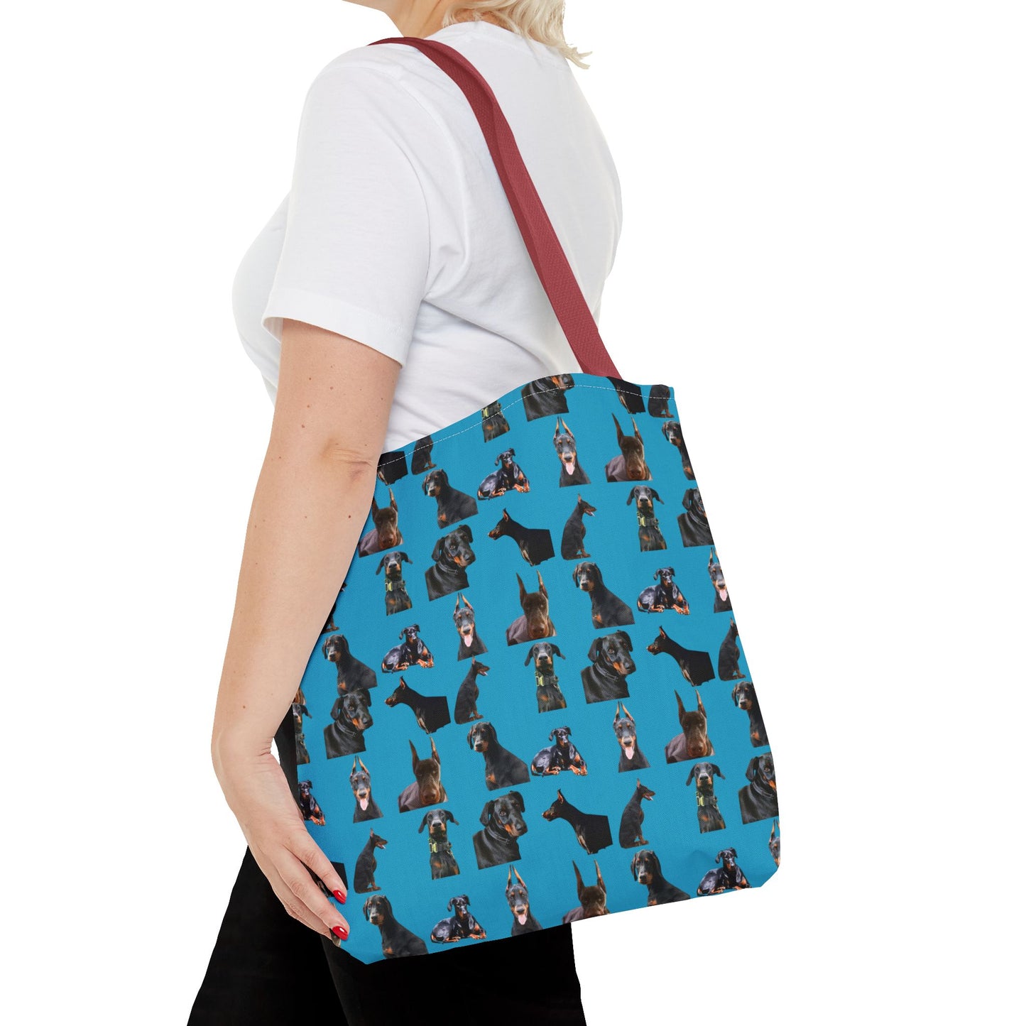 Edition 6 Doberman Model Pattern Turquoise Tote Bag