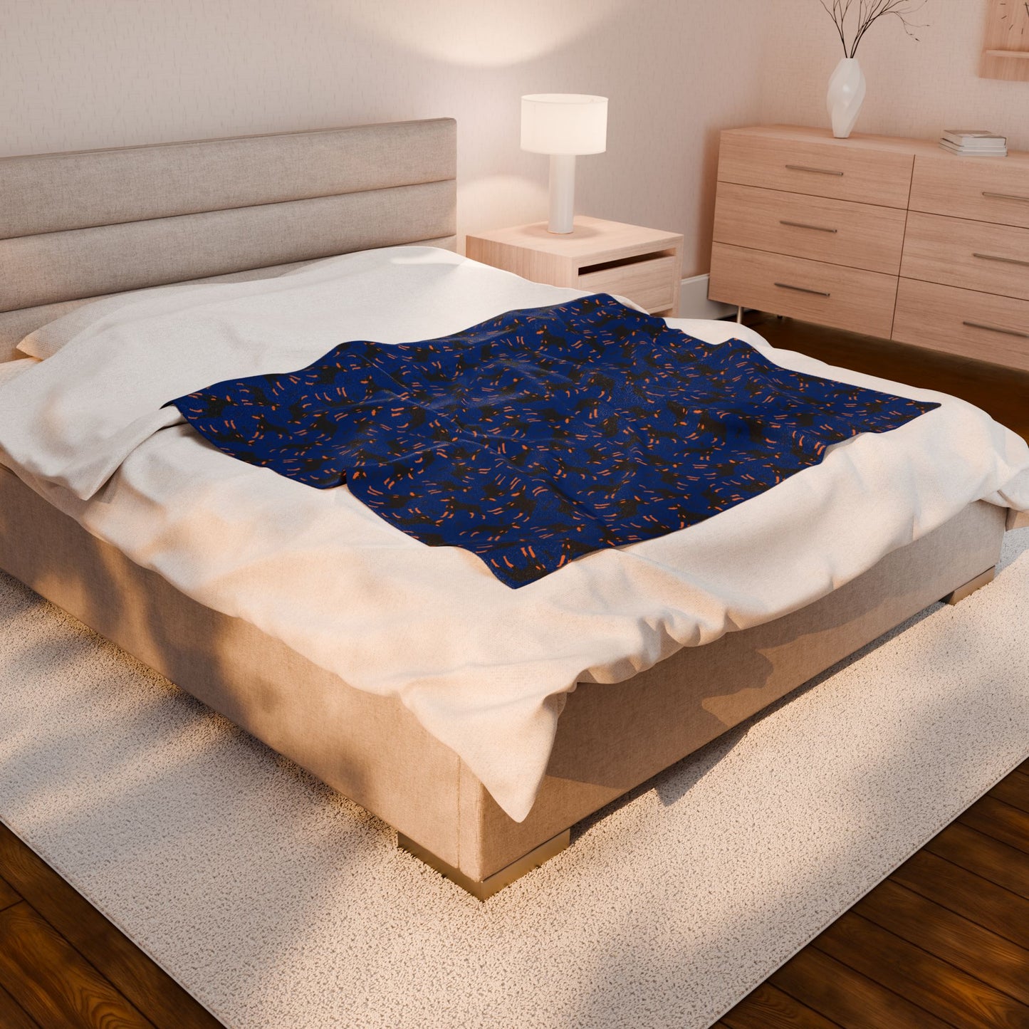 Blue AOP Velveteen Plush Blanket