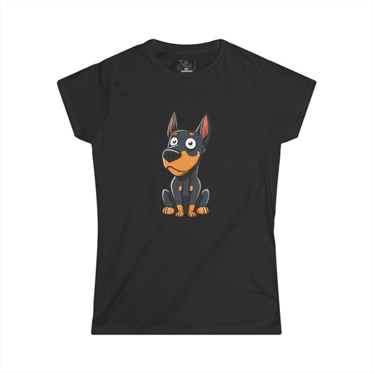 Cartoon Doberman 2 Women's Softstyle Tee