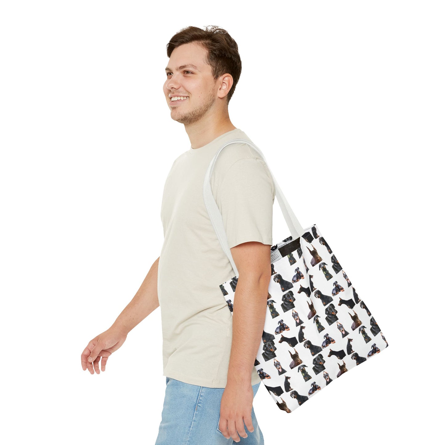 Edition 6 Doberman Model Pattern White Tote Bag