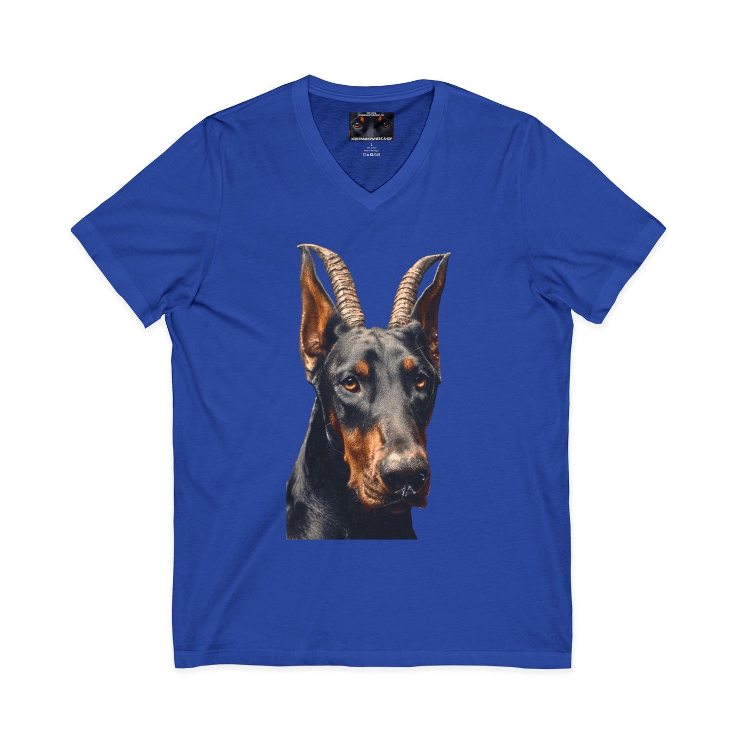 Doberman Goat 2 Private Label Unisex Jersey Short Sleeve V-Neck Tee
