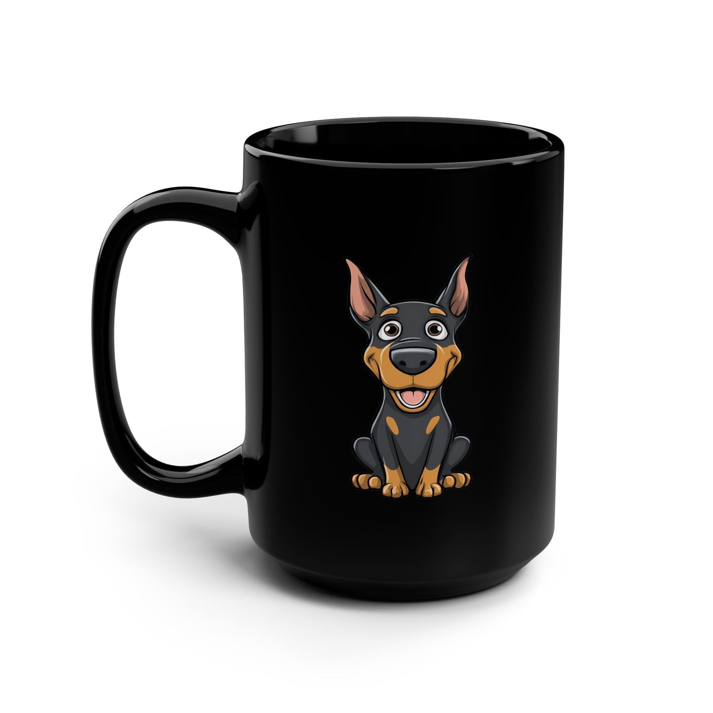Cartoon Doberman 1 Black 15oz Coffee Mug