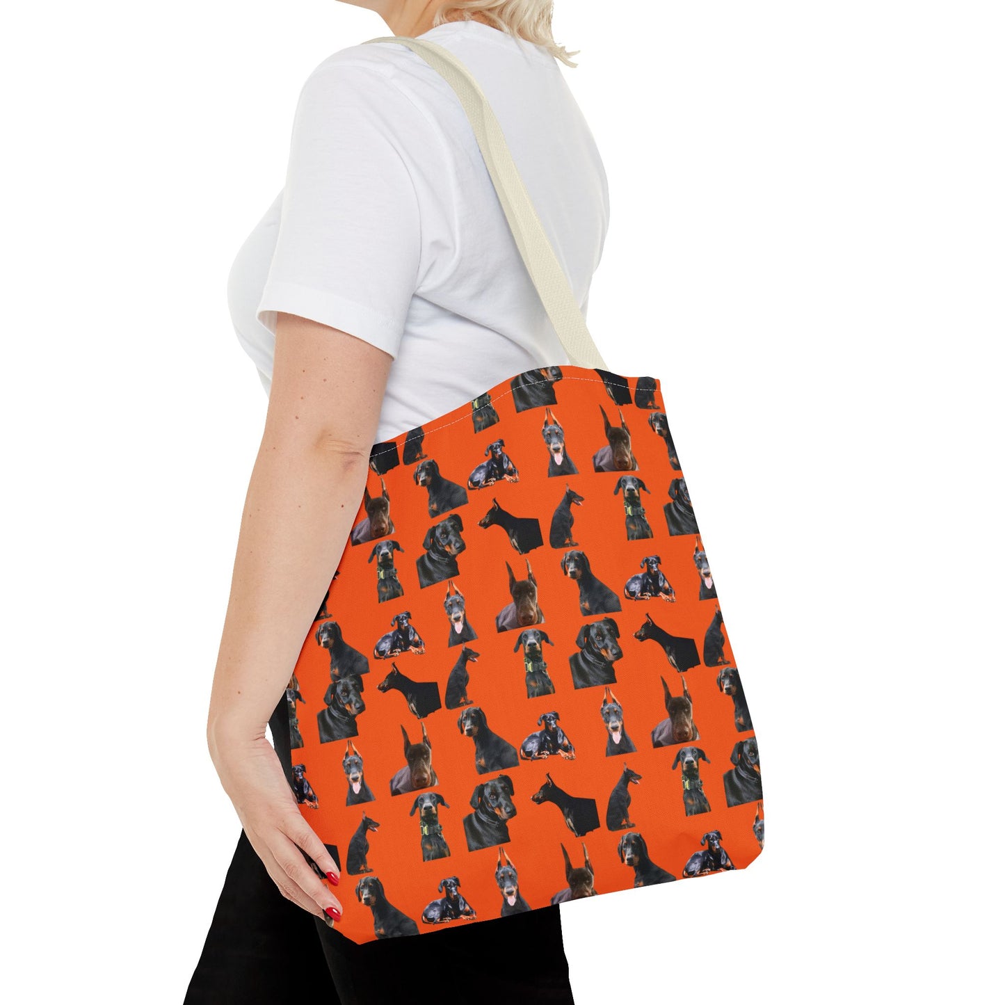 Edition 6 Doberman Model Pattern Orange Tote Bag