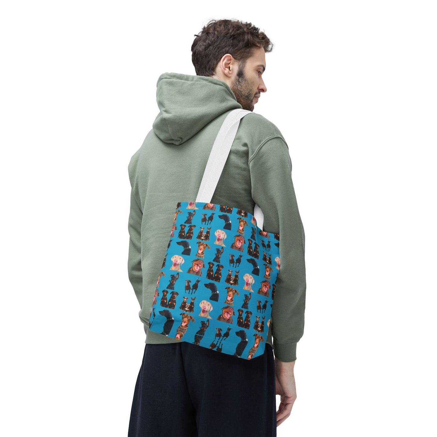 Edition 9 Doberman Model Pattern Turquoise Tote Bag