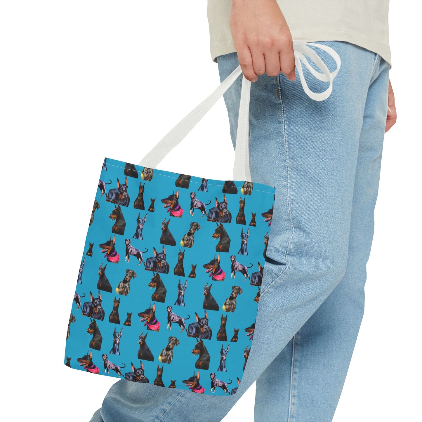 Edition 7 Doberman Model Pattern Turquoise Tote Bag