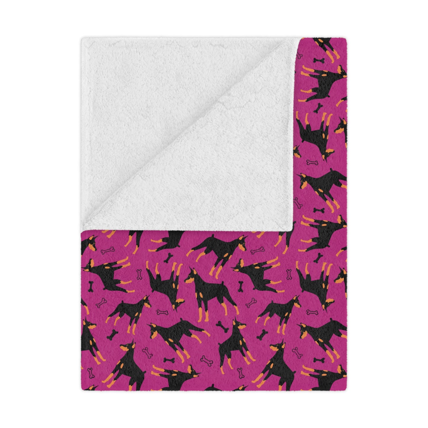 Pink AOP Dobie 1 Minky Blanket, Soft Throw Blanket, Warm Plush Blanket