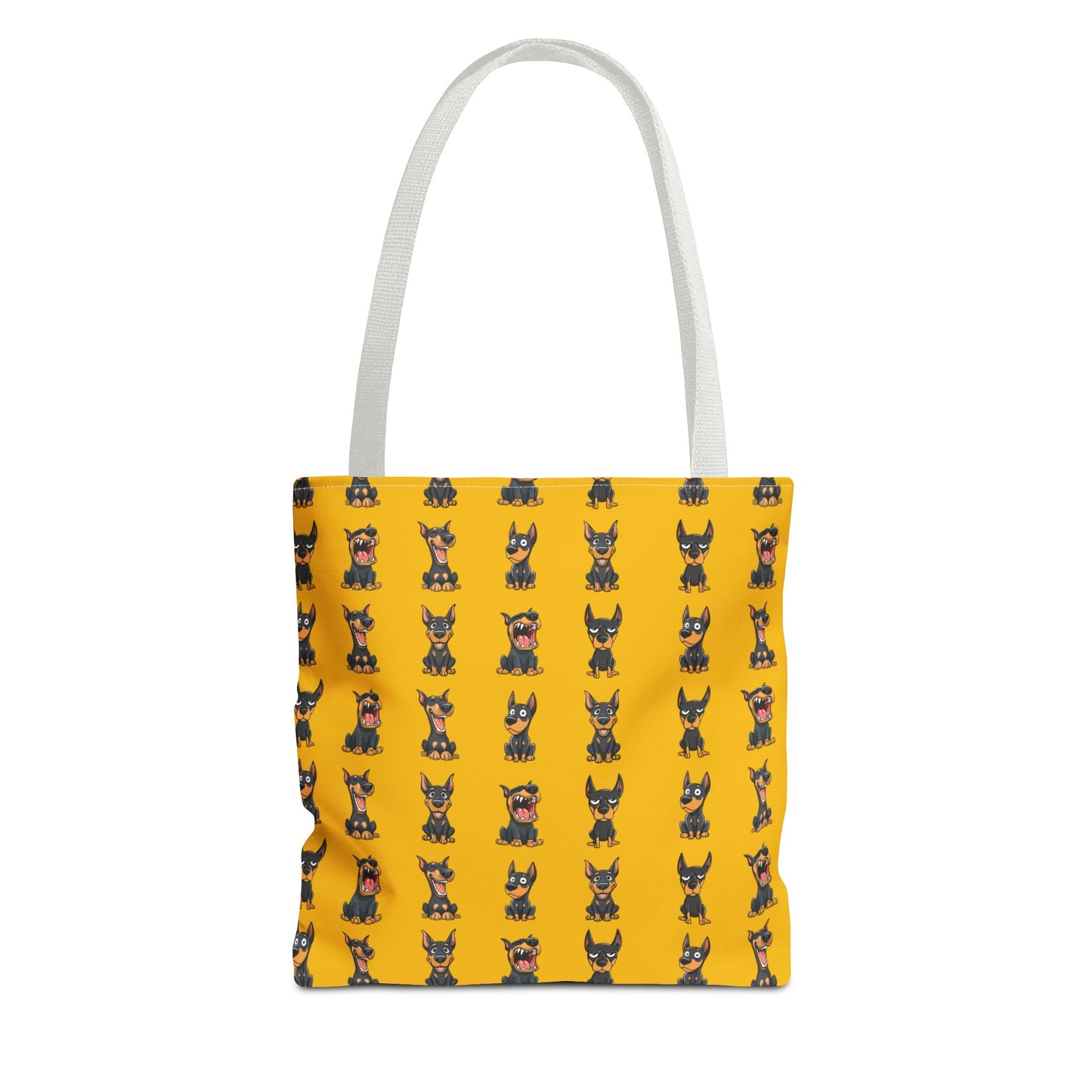 Doberman Cartoon Pattern Yellow Tote Bag
