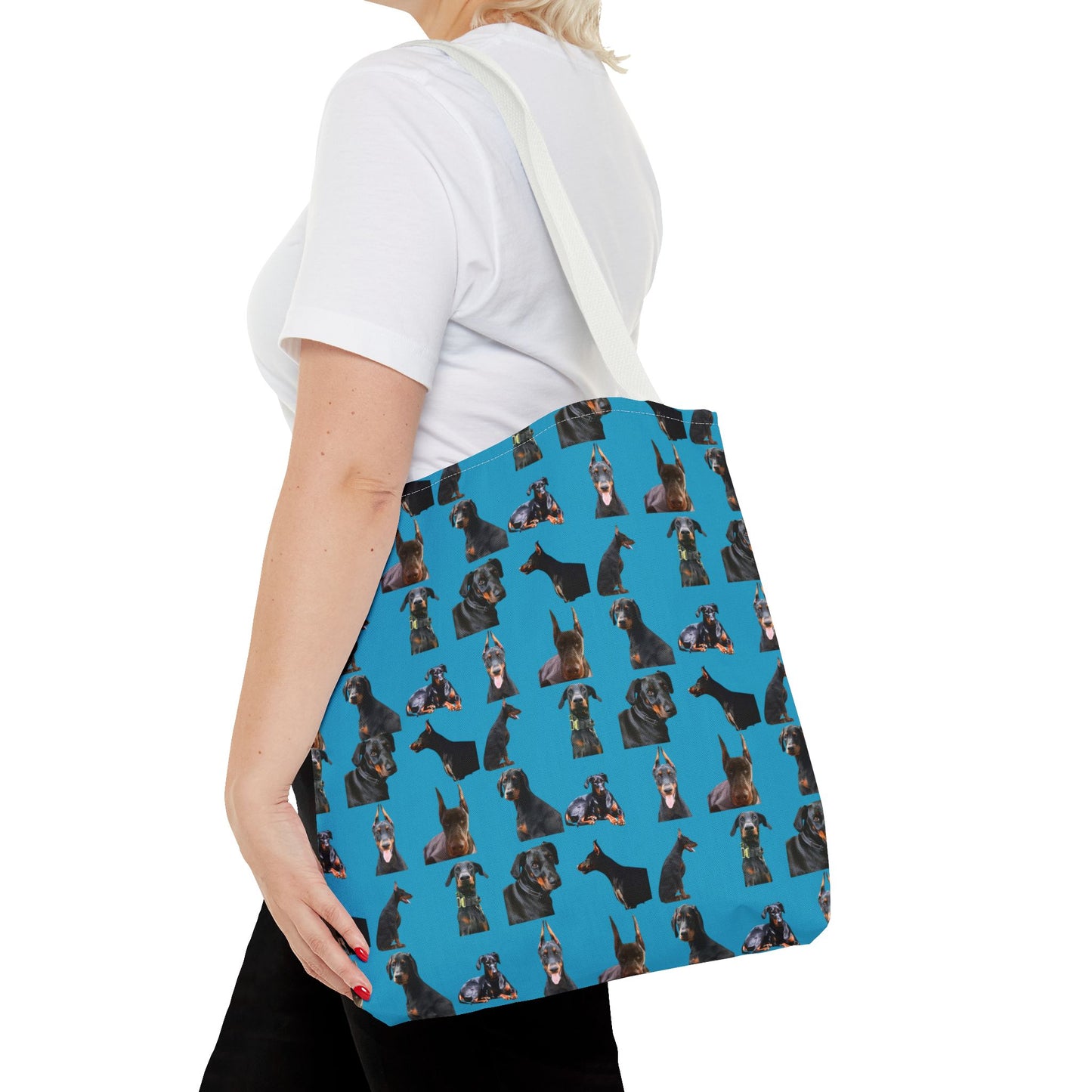 Edition 6 Doberman Model Pattern Turquoise Tote Bag