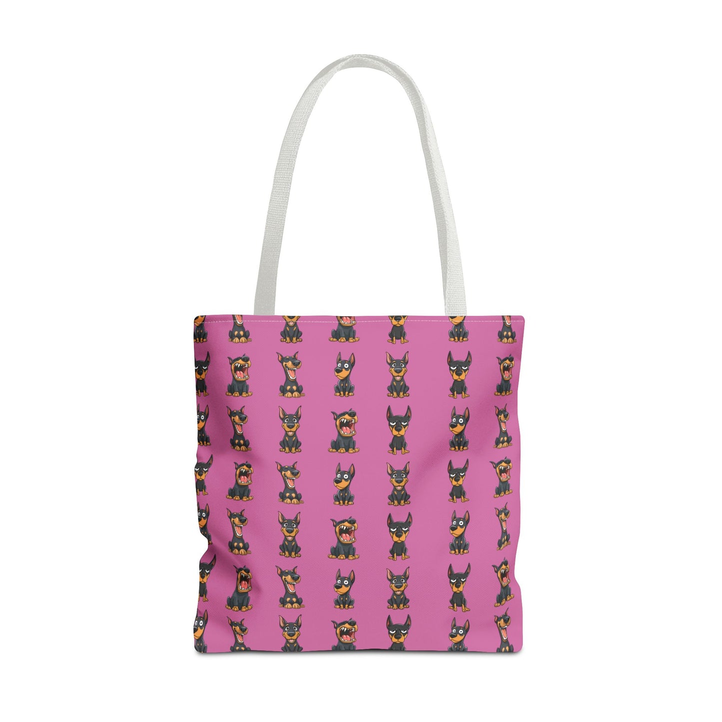 Doberman Cartoon Pattern Pink Tote Bag