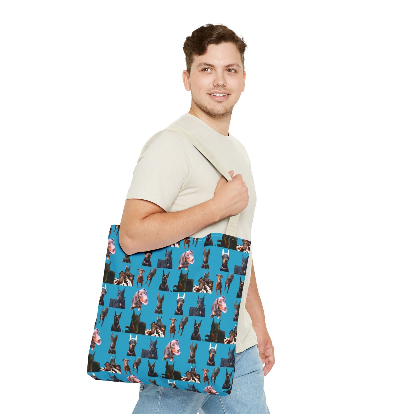 Edition 10 Doberman Model Pattern Turquoise Tote Bag