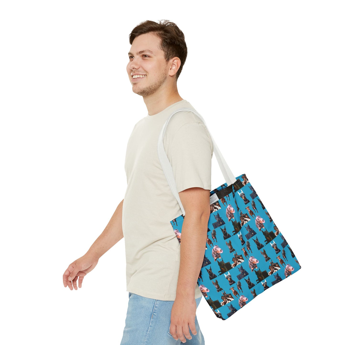 Edition 10 Doberman Model Pattern Turquoise Tote Bag