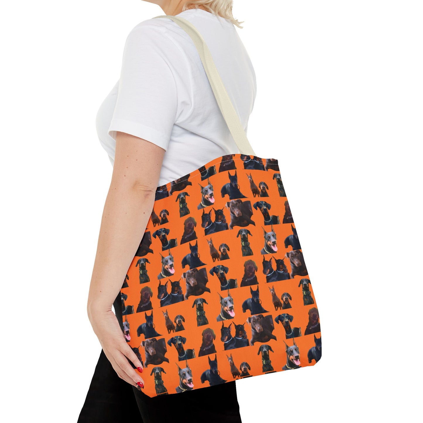 Edition 5 Doberman Model Pattern Orange Tote Bag