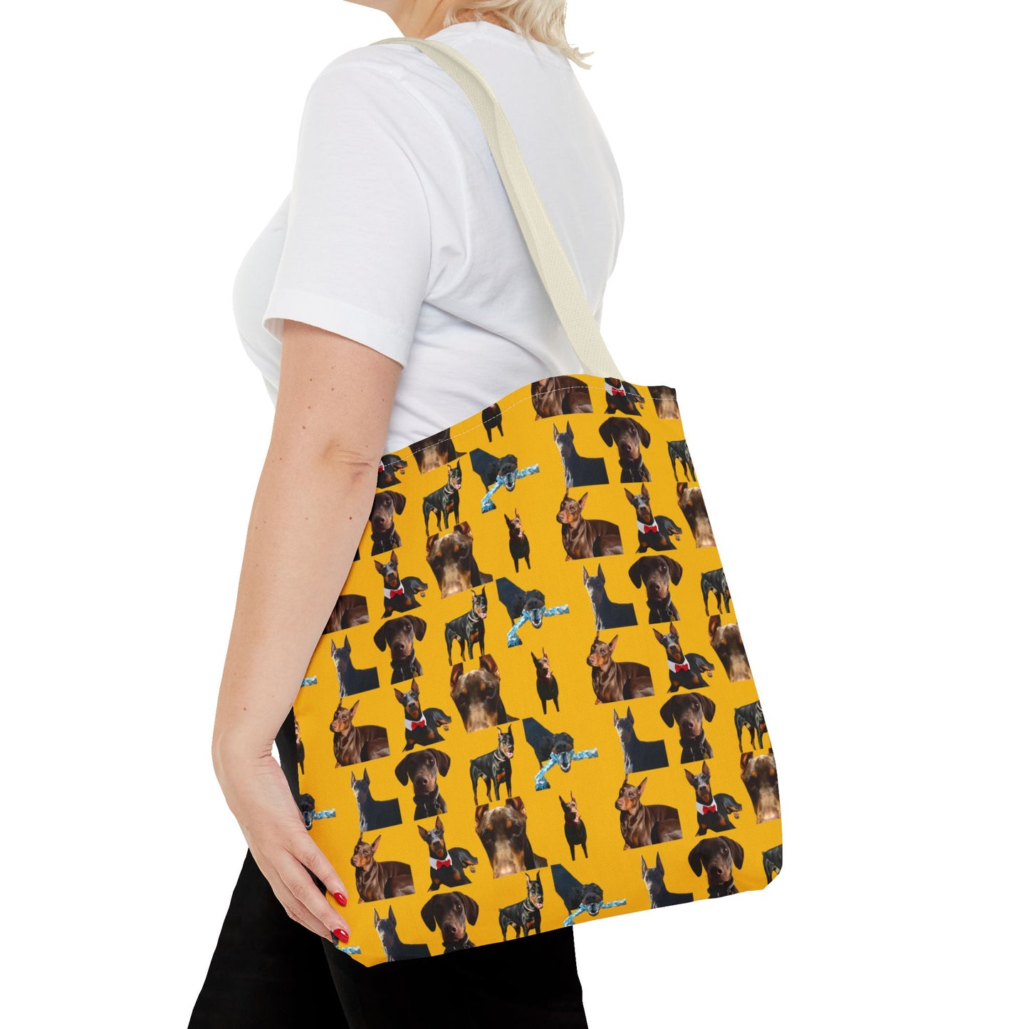 Edition 1 Doberman Model Pattern Yellow Tote Bag
