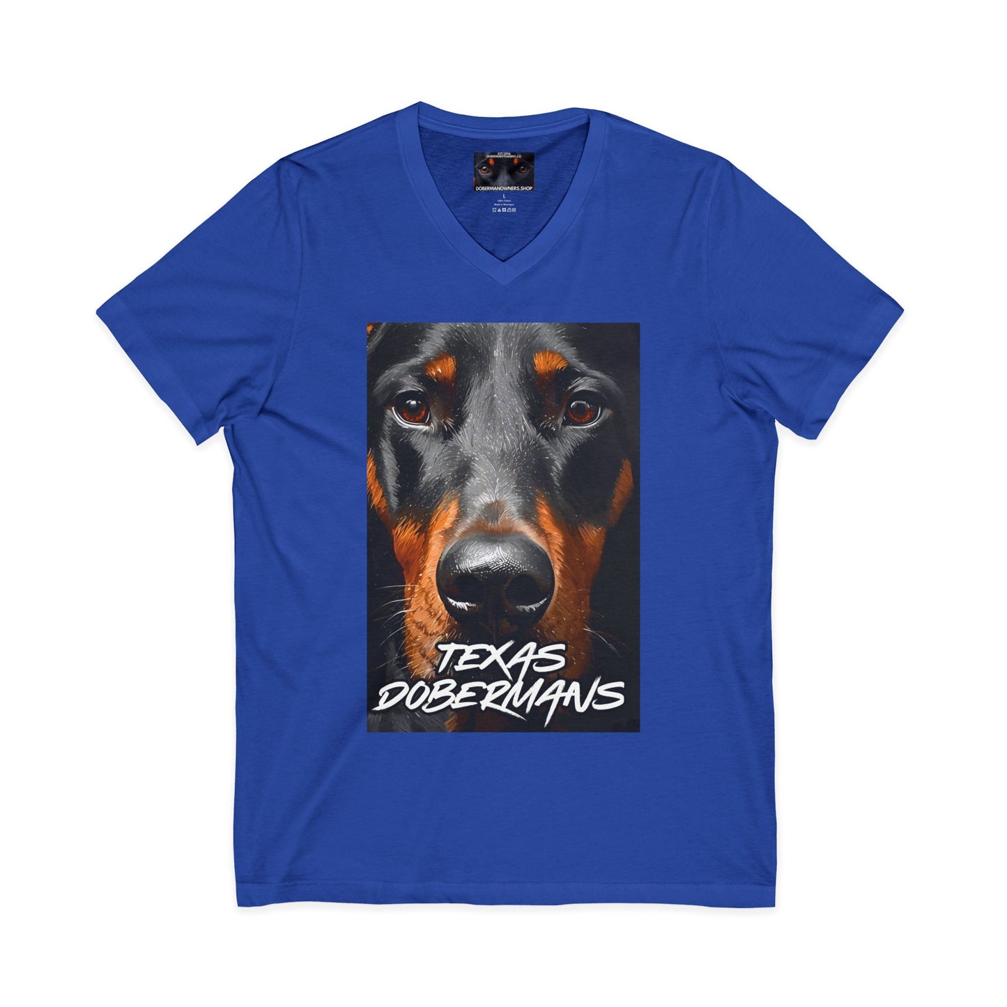 Doberman Texas 1 Private Label Unisex Jersey Short Sleeve V-Neck Tee