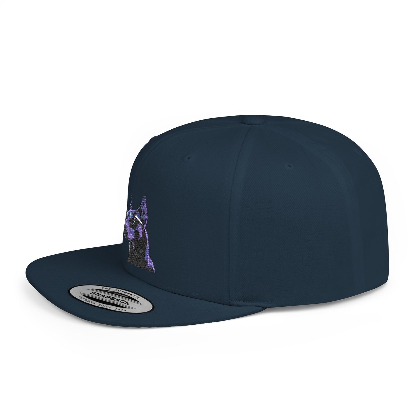 Doberman 4 Embroidered Flat Bill Snapback
