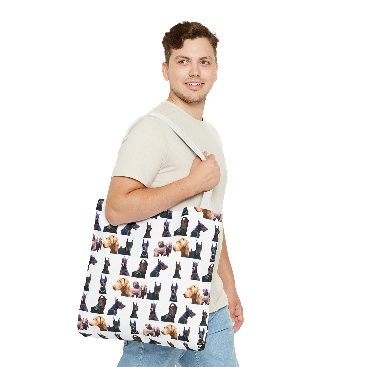 Edition 8 Doberman Model Pattern White Tote Bag