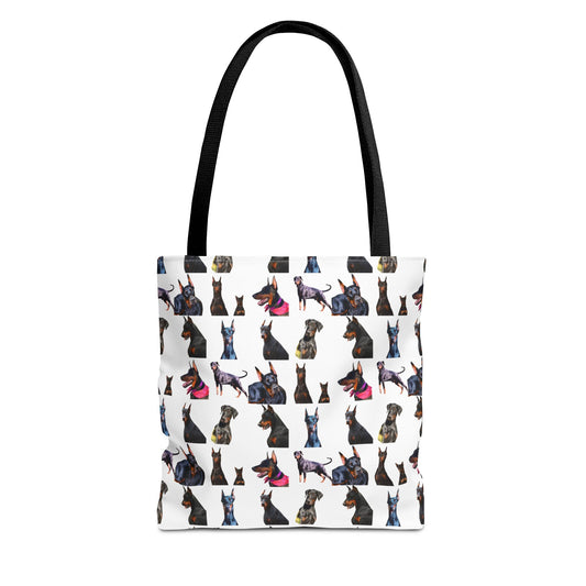 Edition 7 Doberman Model Pattern White Tote Bag