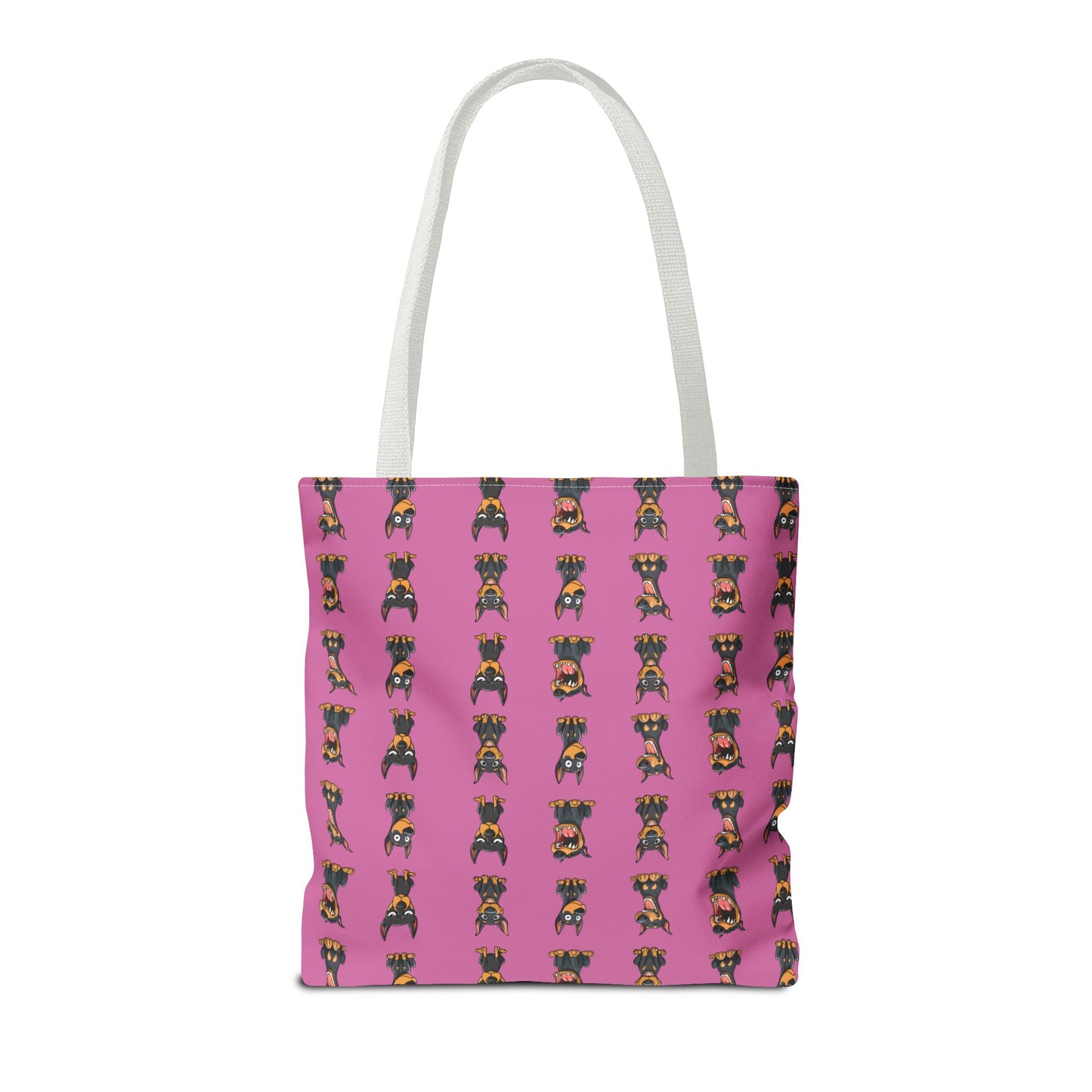 Doberman Cartoon Pattern Pink Tote Bag
