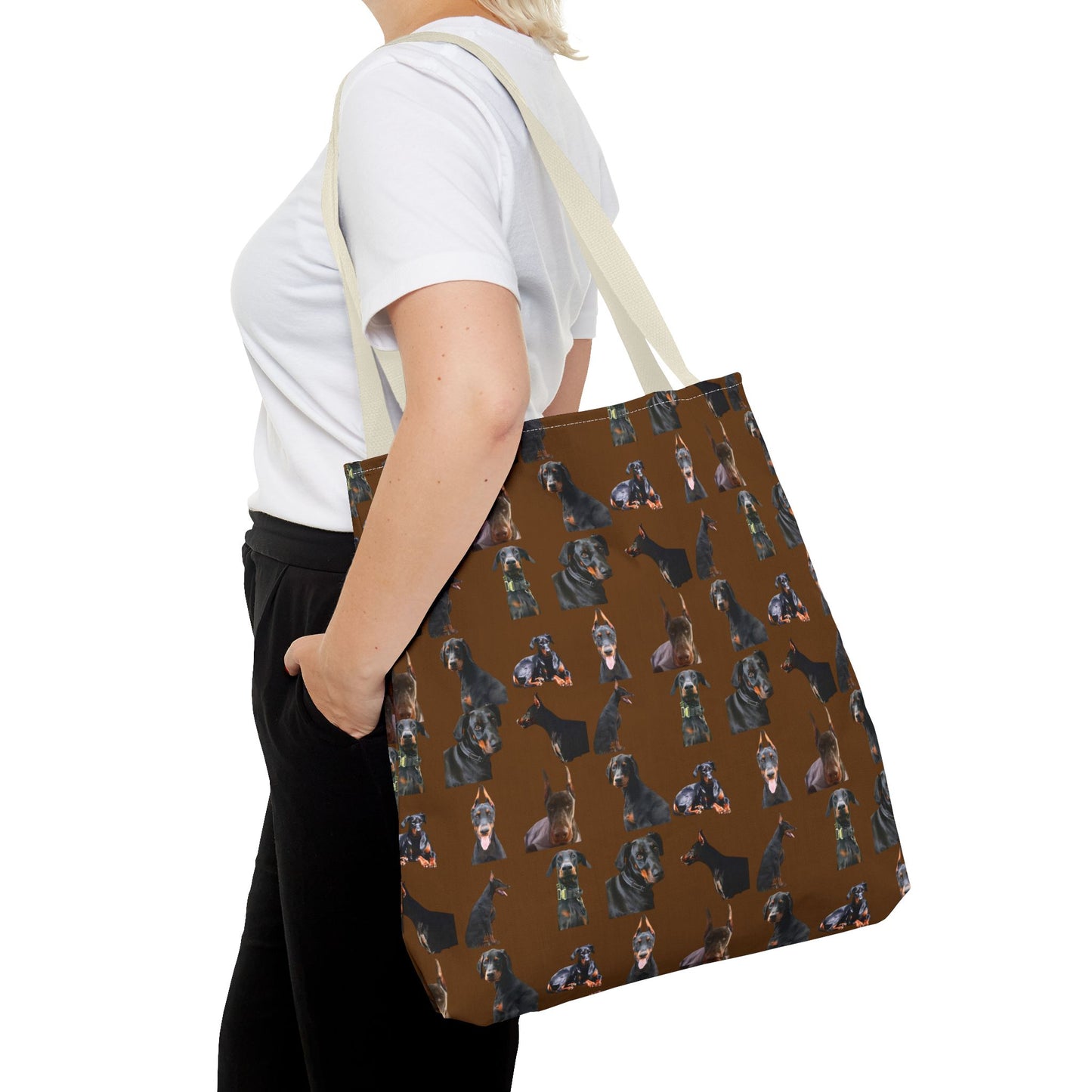 Edition 6 Doberman Model Pattern Brown Tote Bag
