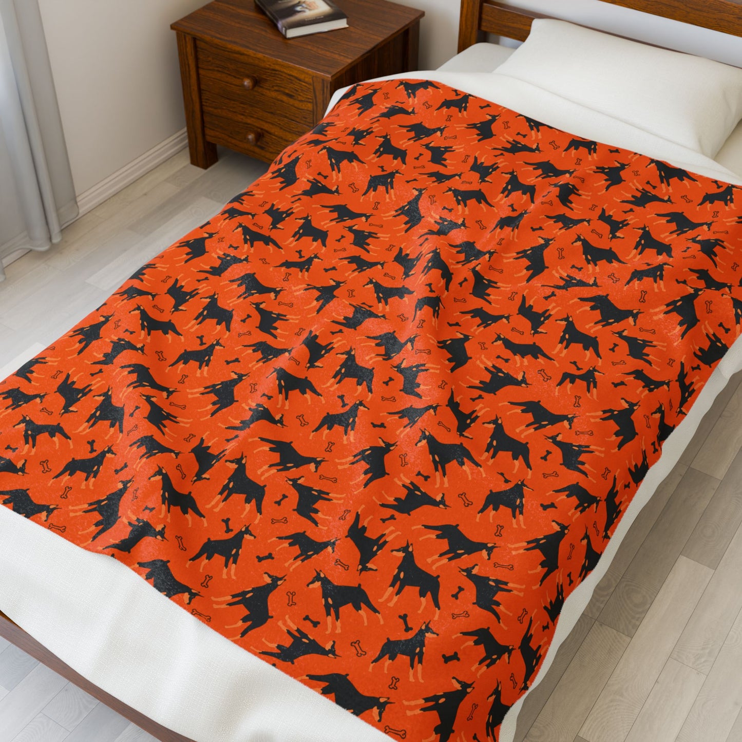 Orange AOP Velveteen Plush Blanket