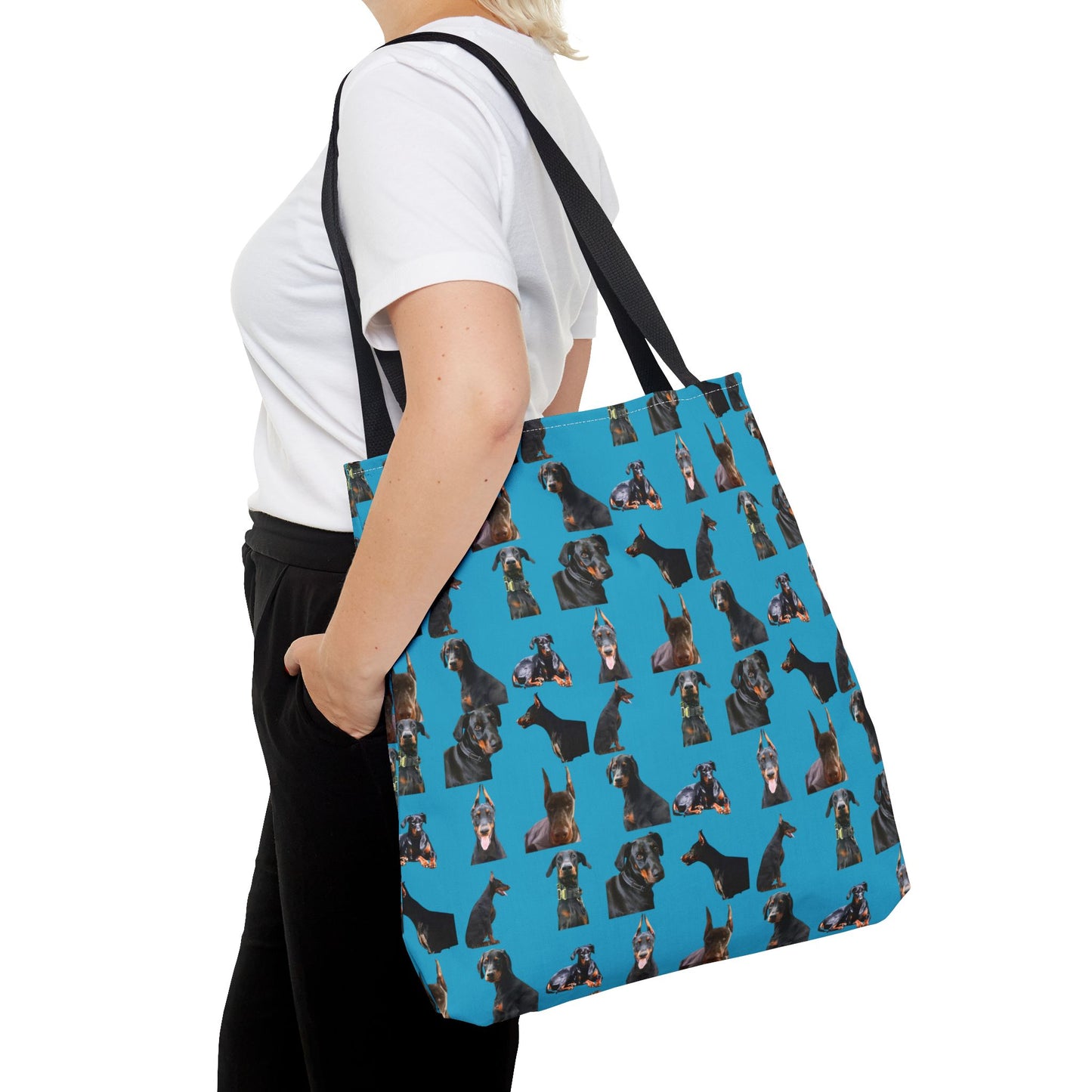 Edition 6 Doberman Model Pattern Turquoise Tote Bag