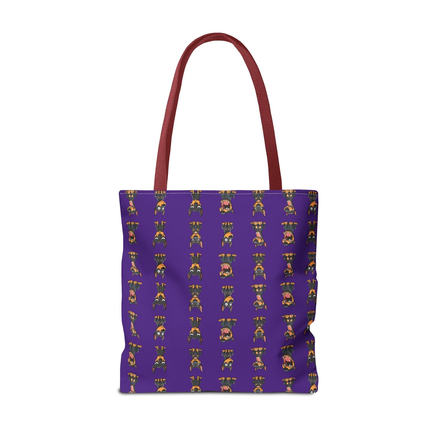 Doberman Cartoon Pattern Purple Tote Bag